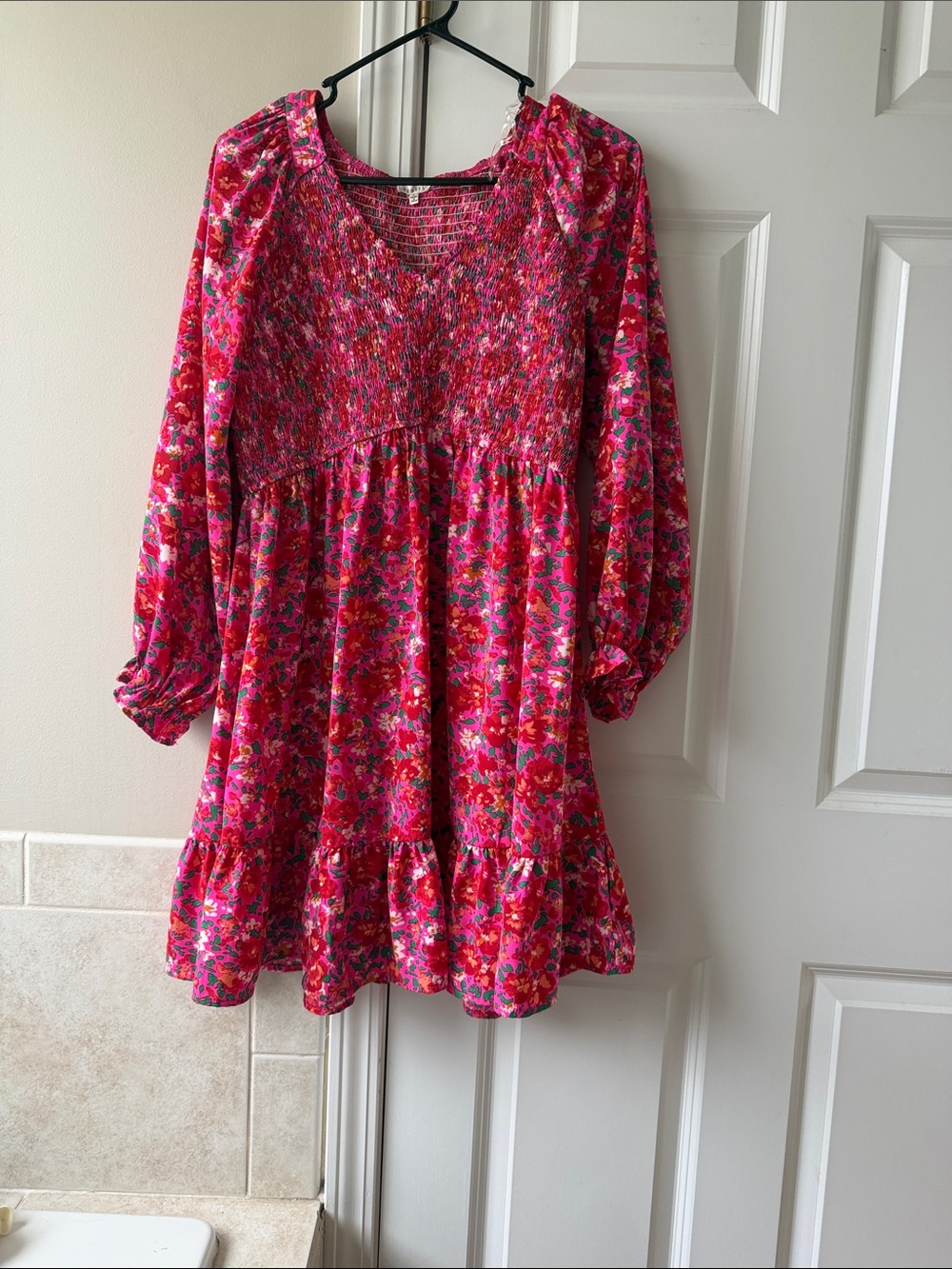 Women’s Pink Floral Smocked Dress